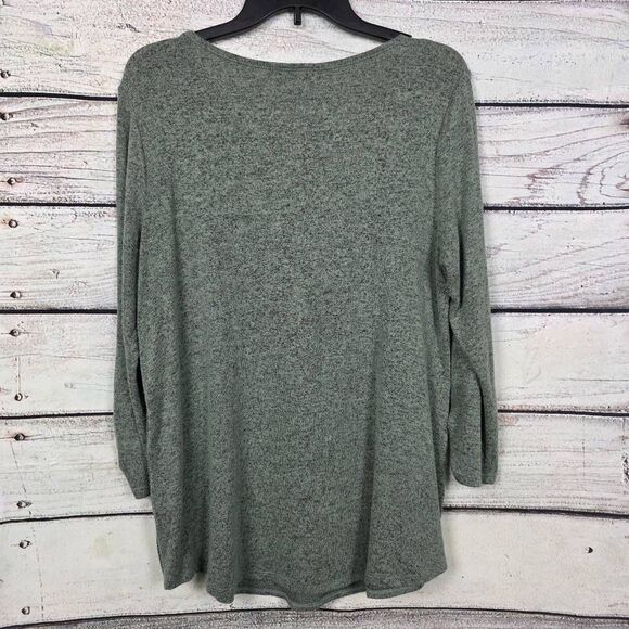 Fortune + Ivy Sage Green Button Side Tunic Top L - Picture 4 of 6